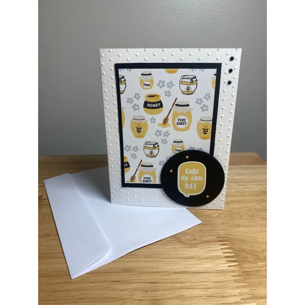 Bee & Honey Greeting Card – Handmade A2 Card – All Occasion Blank Card